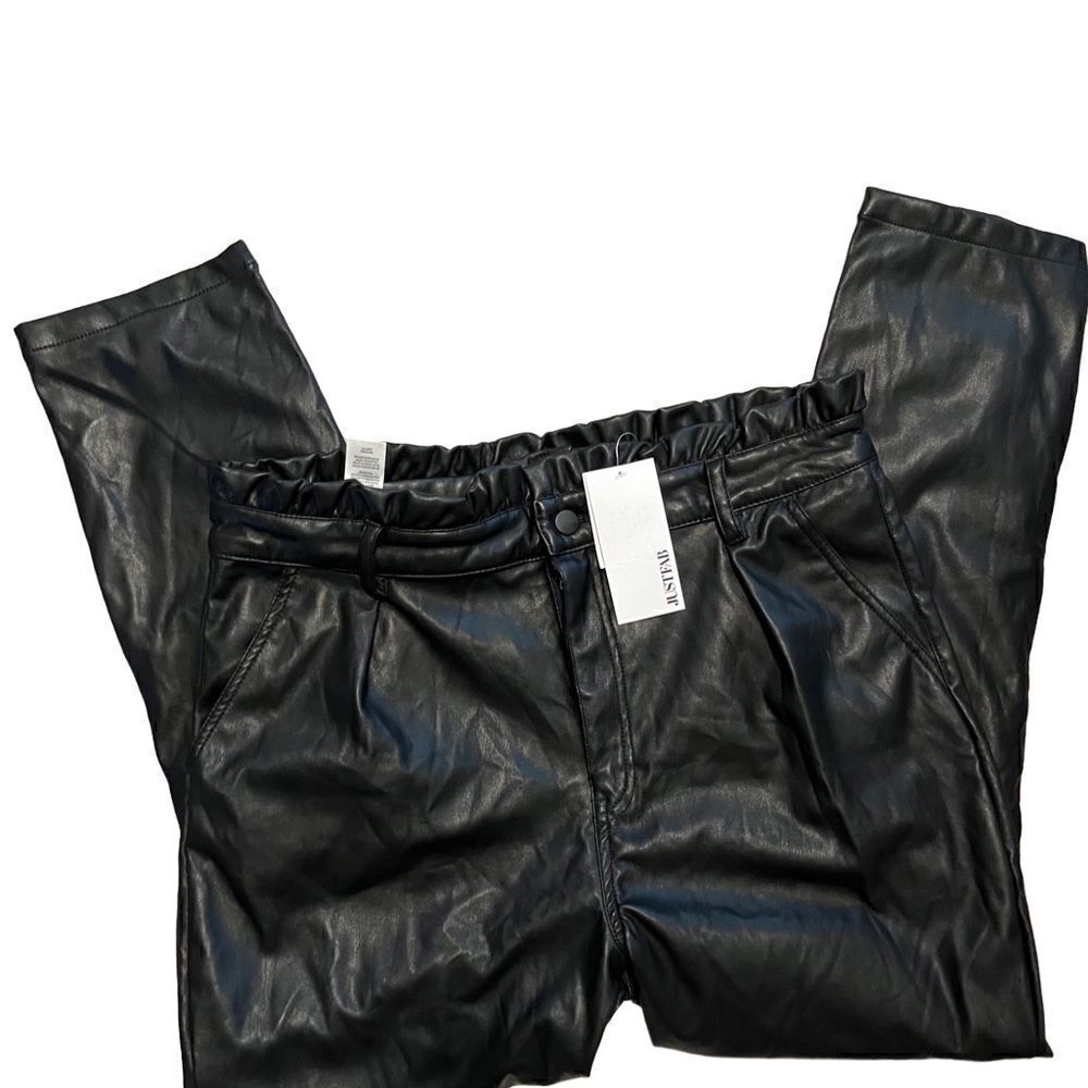 Just FAB Faux Leather High Rise Pleated Women’s Black Pants Size 33